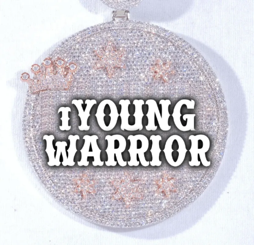 CUSTOM LETTER NECKLACE 3D BIG CROWN DISC sold by The GUU Shop