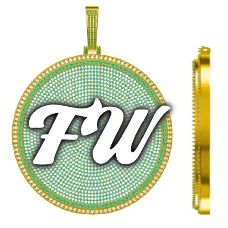 CUSTOM LETTER NECKLACE 3D BIG DISC sold by The GUU Shop