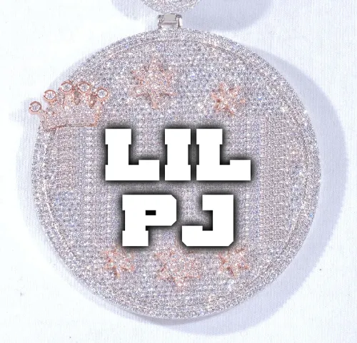 CUSTOM LETTER NECKLACE 3D BIG CROWN DISC sold by The GUU Shop