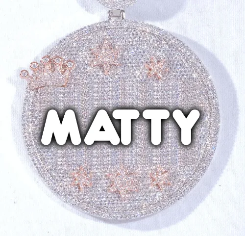 CUSTOM LETTER NECKLACE 3D BIG CROWN DISC sold by The GUU Shop