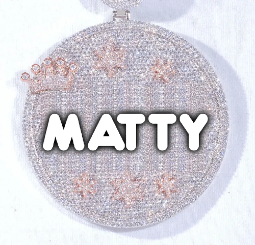 CUSTOM LETTER NECKLACE 3D BIG CROWN DISC sold by The GUU Shop