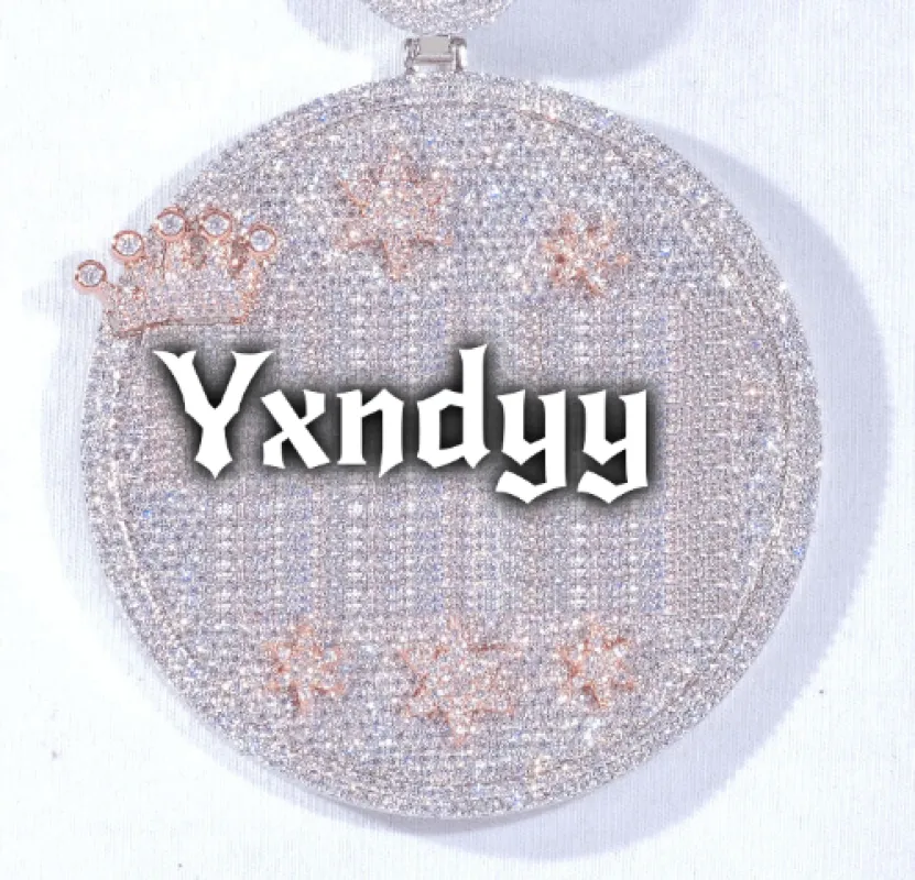 CUSTOM LETTER NECKLACE 3D BIG CROWN DISC sold by The GUU Shop