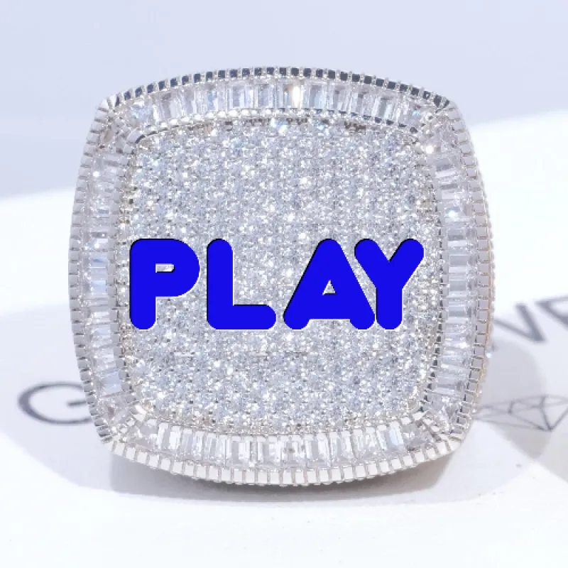 CUSTOM LETTER 3D ICED RING sold by The GUU Shop