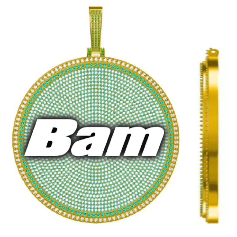 CUSTOM LETTER NECKLACE 3D BIG DISC sold by The GUU Shop