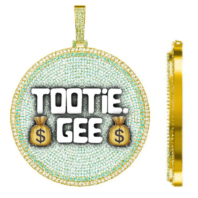 CUSTOM LETTER NECKLACE 3D BIG DISC sold by The GUU Shop