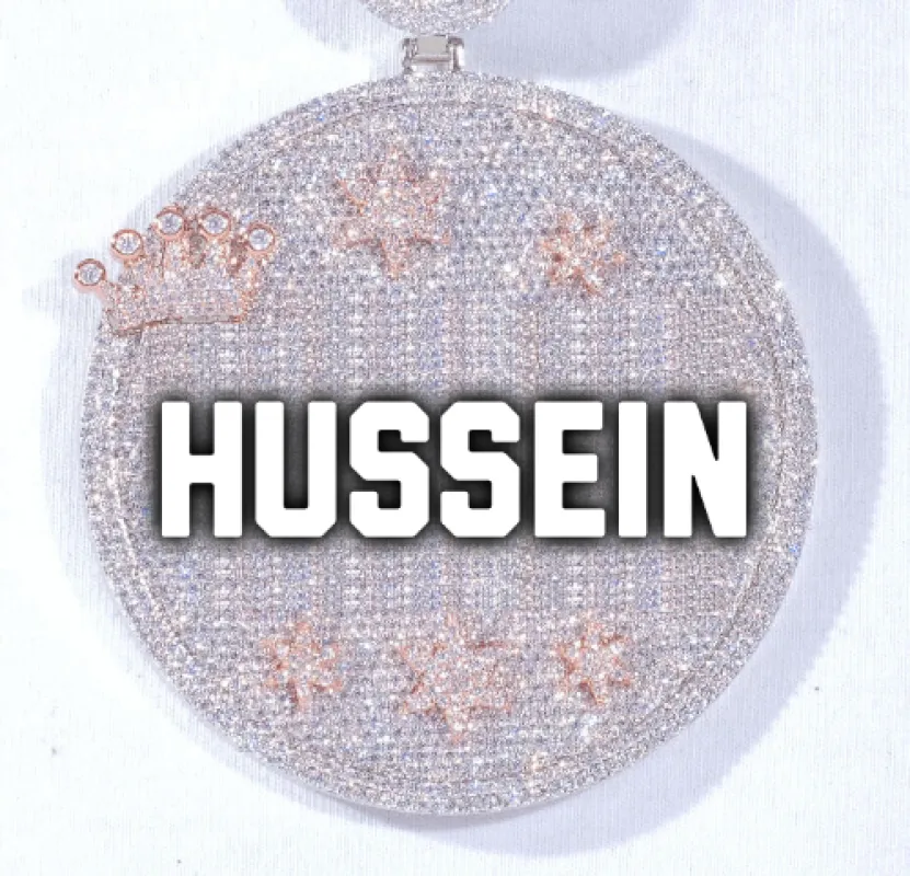 CUSTOM LETTER NECKLACE 3D BIG CROWN DISC sold by The GUU Shop