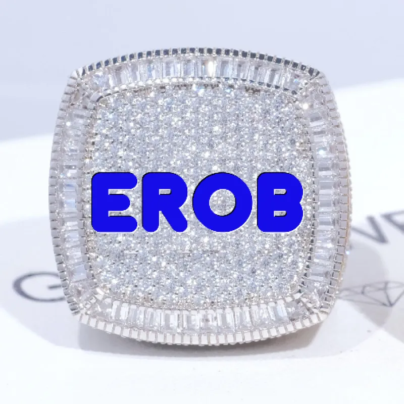 CUSTOM LETTER 3D ICED RING sold by The GUU Shop