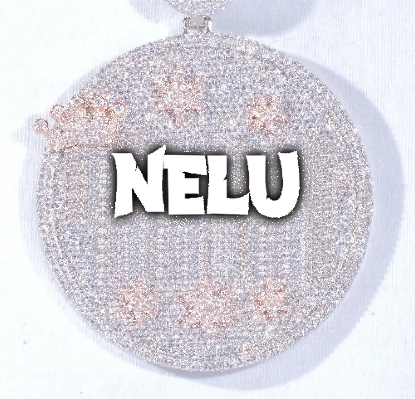 CUSTOM LETTER NECKLACE 3D BIG CROWN DISC sold by The GUU Shop