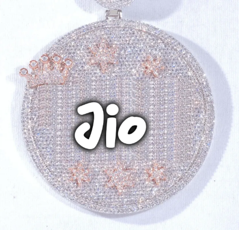 CUSTOM LETTER NECKLACE 3D BIG CROWN DISC sold by The GUU Shop