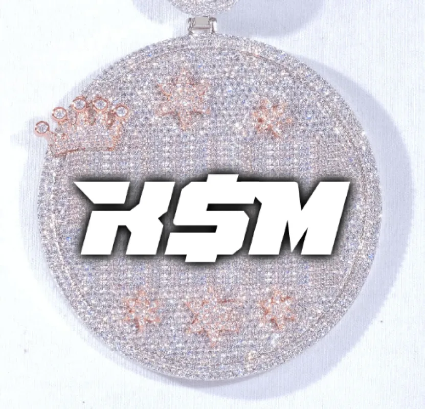 CUSTOM LETTER NECKLACE 3D BIG CROWN DISC sold by The GUU Shop