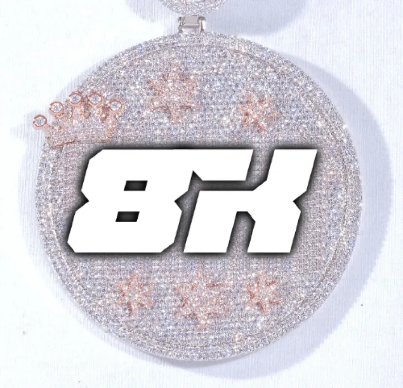 CUSTOM LETTER NECKLACE 3D BIG CROWN DISC sold by The GUU Shop