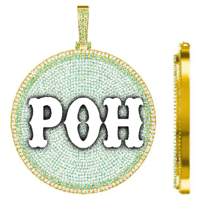 CUSTOM LETTER NECKLACE 3D BIG DISC sold by The GUU Shop