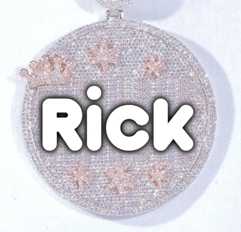 CUSTOM LETTER NECKLACE 3D BIG CROWN DISC sold by The GUU Shop