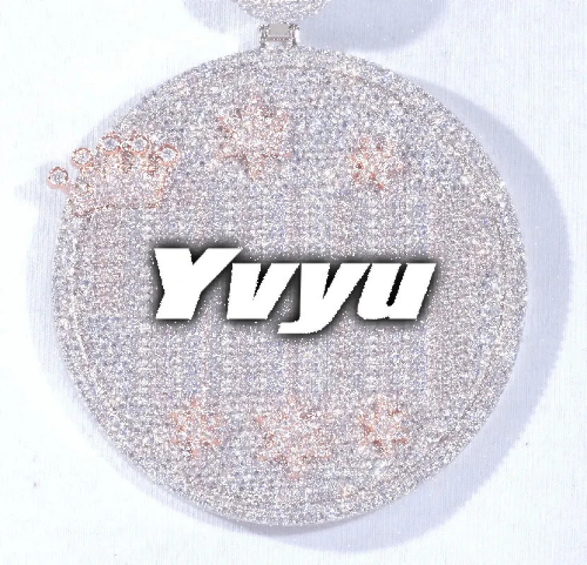 CUSTOM LETTER NECKLACE 3D BIG CROWN DISC sold by The GUU Shop