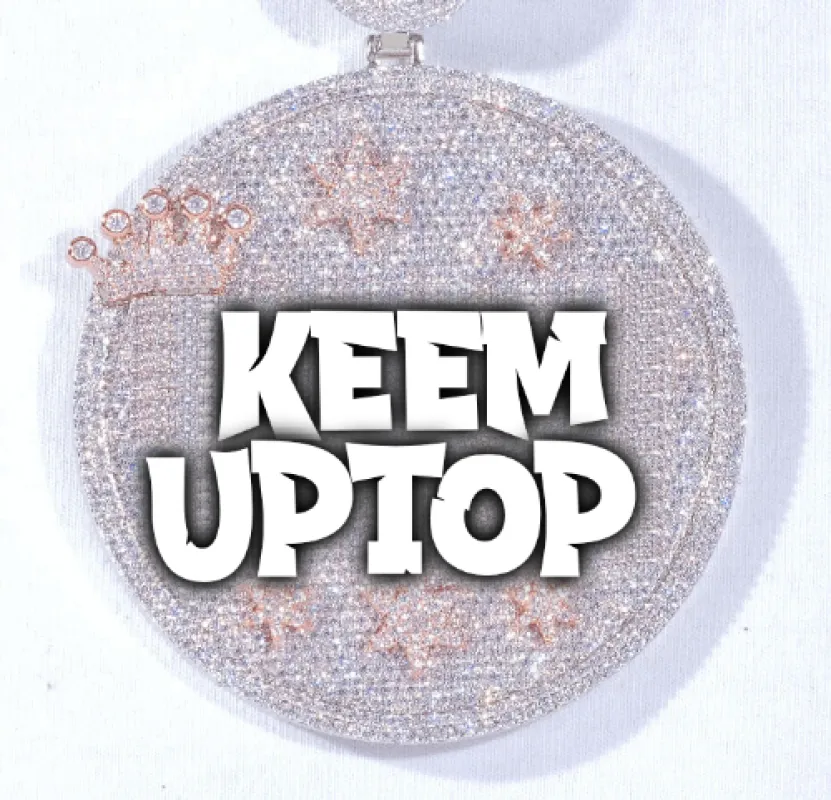 CUSTOM LETTER NECKLACE 3D BIG CROWN DISC sold by The GUU Shop