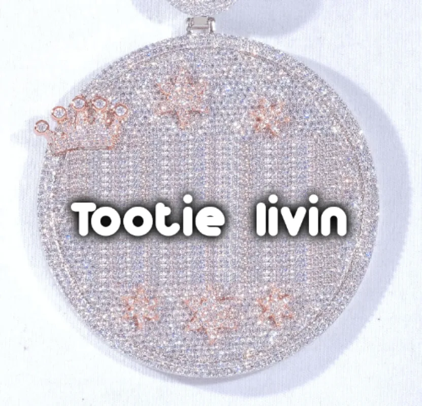 CUSTOM LETTER NECKLACE 3D BIG CROWN DISC sold by The GUU Shop