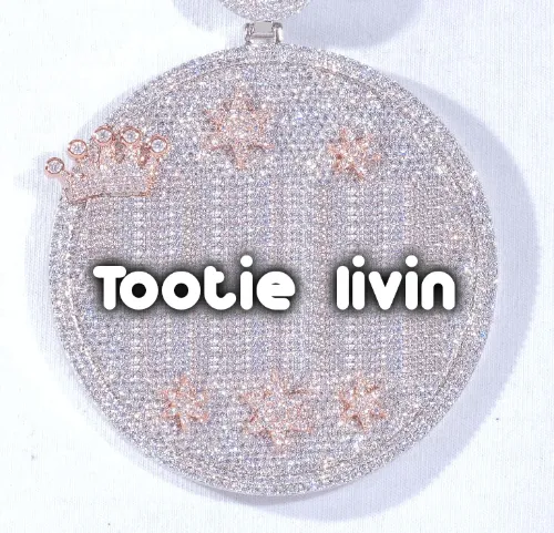 CUSTOM LETTER NECKLACE 3D BIG CROWN DISC sold by The GUU Shop