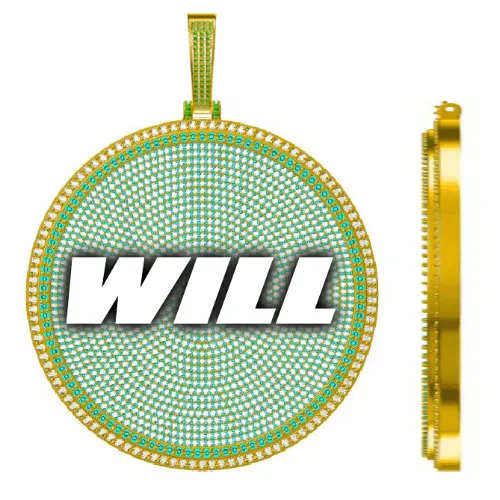 CUSTOM LETTER NECKLACE 3D BIG DISC sold by The GUU Shop