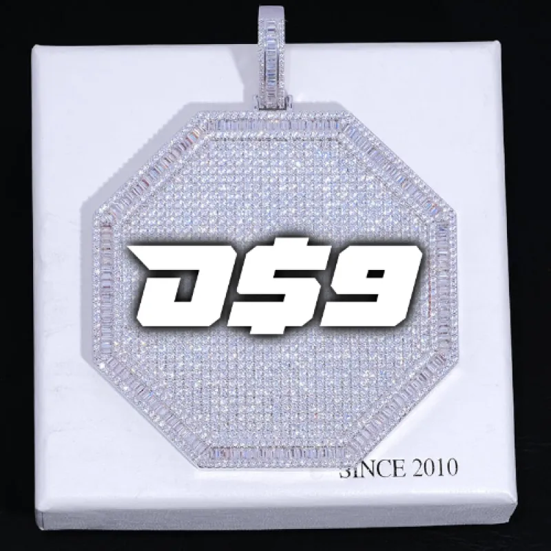 CUSTOM LETTER NECKLACE 3D BIG OCTAGON sold by The GUU Shop