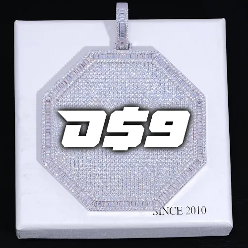 CUSTOM LETTER NECKLACE 3D BIG OCTAGON sold by The GUU Shop