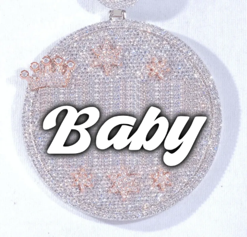 CUSTOM LETTER NECKLACE 3D BIG CROWN DISC sold by The GUU Shop