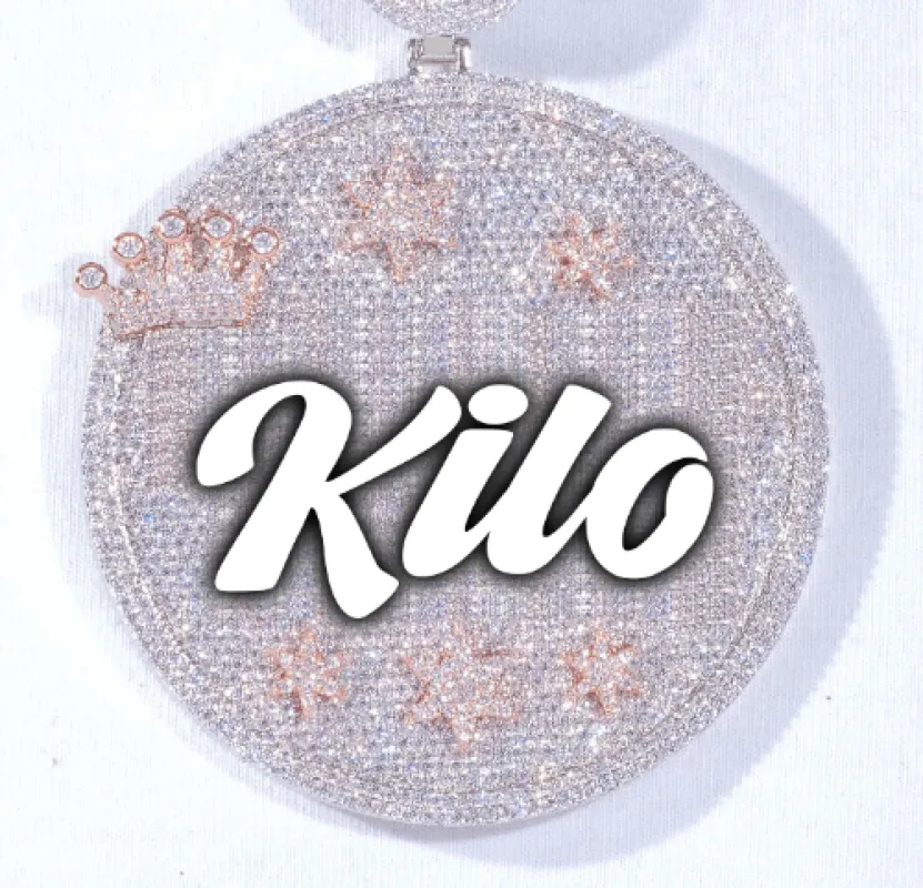 CUSTOM LETTER NECKLACE 3D BIG CROWN DISC sold by The GUU Shop