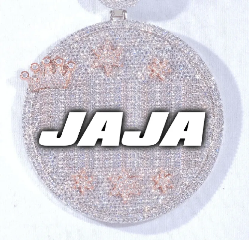 CUSTOM LETTER NECKLACE 3D BIG CROWN DISC sold by The GUU Shop