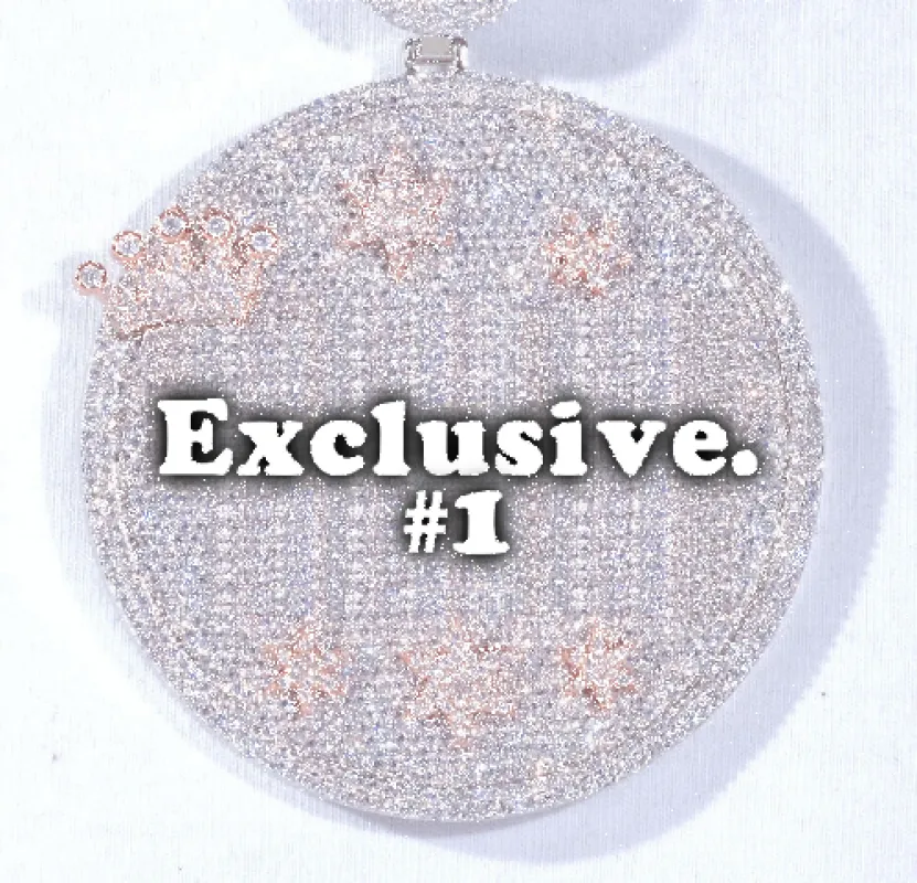 CUSTOM LETTER NECKLACE 3D BIG CROWN DISC sold by The GUU Shop