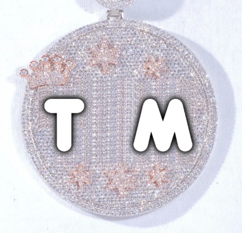 CUSTOM LETTER NECKLACE 3D BIG CROWN DISC sold by The GUU Shop