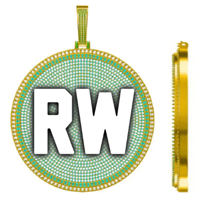 CUSTOM LETTER NECKLACE 3D BIG DISC sold by The GUU Shop