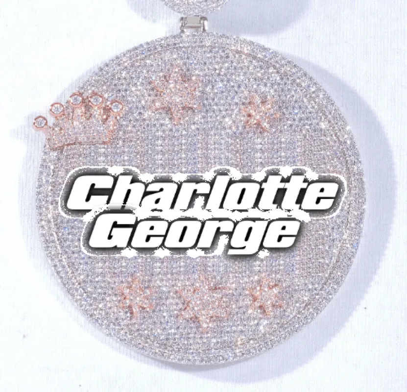 CUSTOM LETTER NECKLACE 3D BIG CROWN DISC made by The GUU Shop