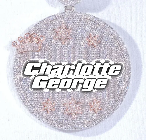 CUSTOM LETTER NECKLACE 3D BIG CROWN DISC sold by The GUU Shop