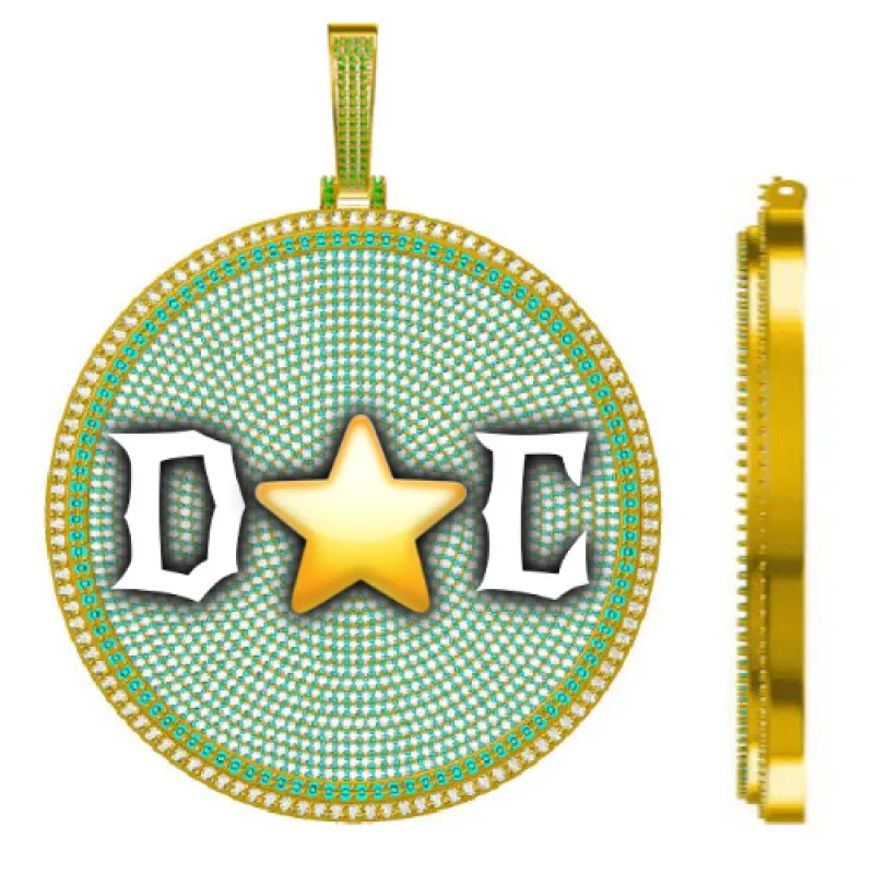 CUSTOM LETTER NECKLACE 3D BIG DISC sold by The GUU Shop