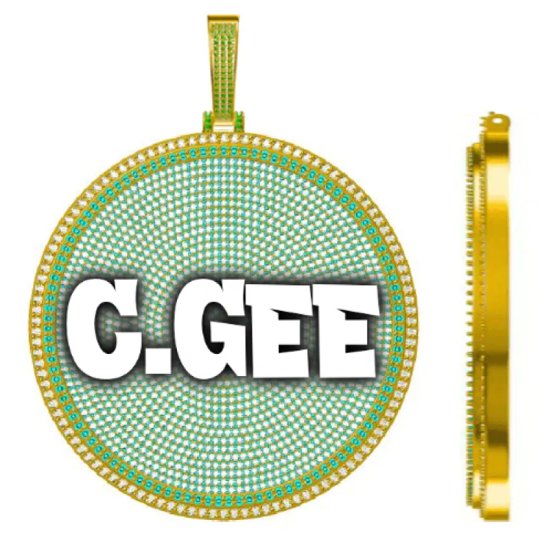 CUSTOM LETTER NECKLACE 3D BIG DISC sold by The GUU Shop