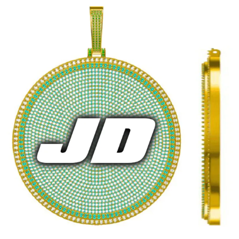 CUSTOM LETTER NECKLACE 3D BIG DISC sold by The GUU Shop