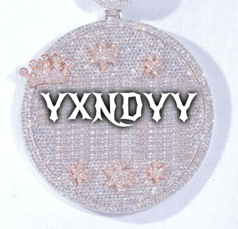 CUSTOM LETTER NECKLACE 3D BIG CROWN DISC sold by The GUU Shop