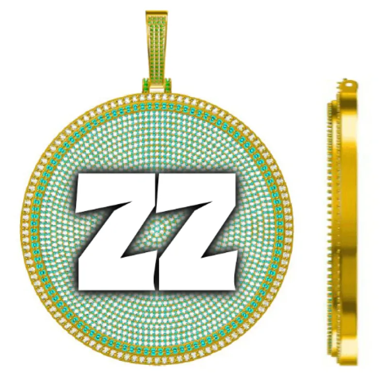 CUSTOM LETTER NECKLACE 3D BIG DISC sold by The GUU Shop