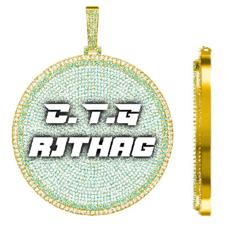 CUSTOM LETTER NECKLACE 3D BIG DISC sold by The GUU Shop