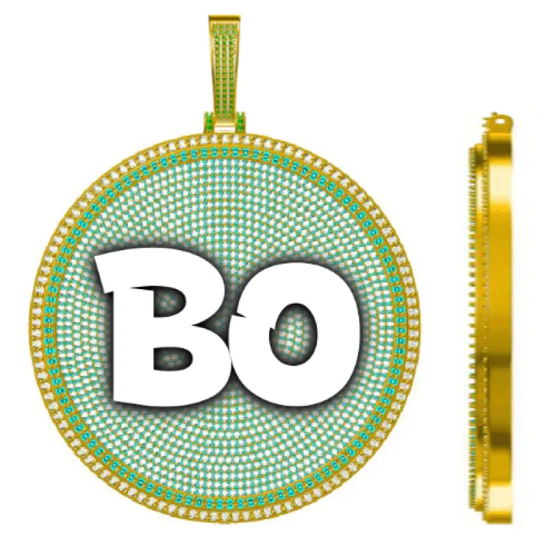 CUSTOM LETTER NECKLACE 3D BIG DISC sold by The GUU Shop