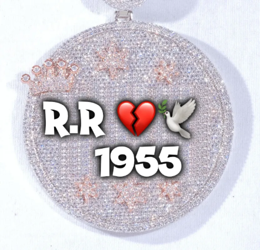 CUSTOM LETTER NECKLACE 3D BIG CROWN DISC sold by The GUU Shop