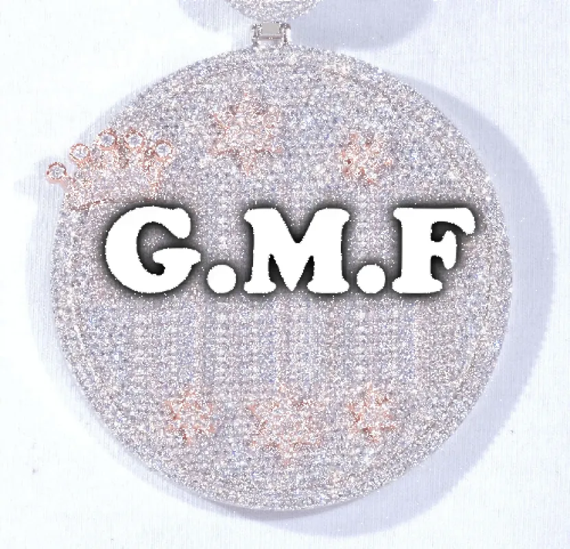 CUSTOM LETTER NECKLACE 3D BIG CROWN DISC sold by The GUU Shop