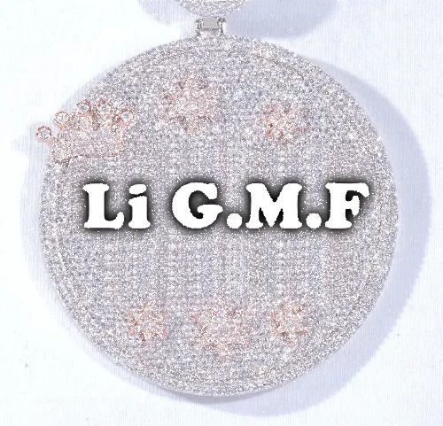 CUSTOM LETTER NECKLACE 3D BIG CROWN DISC sold by The GUU Shop