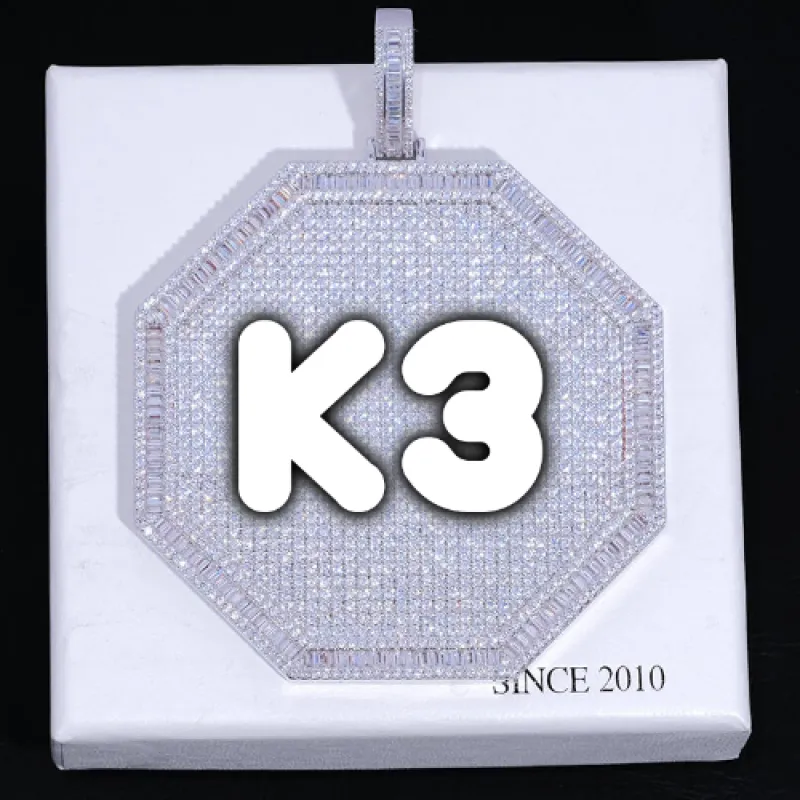 CUSTOM LETTER NECKLACE 3D BIG OCTAGON sold by The GUU Shop