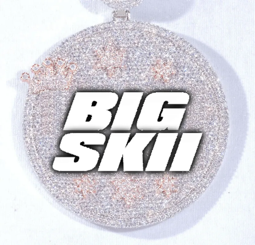 CUSTOM LETTER NECKLACE 3D BIG CROWN DISC sold by The GUU Shop