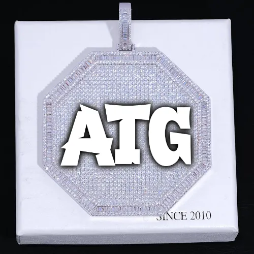 CUSTOM LETTER NECKLACE 3D BIG OCTAGON sold by The GUU Shop