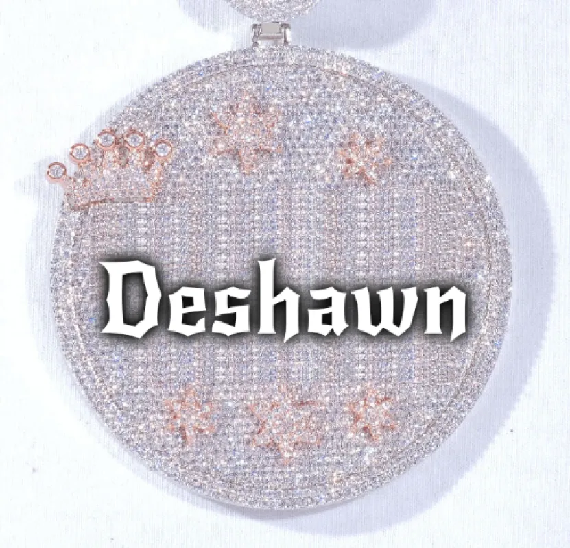 CUSTOM LETTER NECKLACE 3D BIG CROWN DISC sold by The GUU Shop