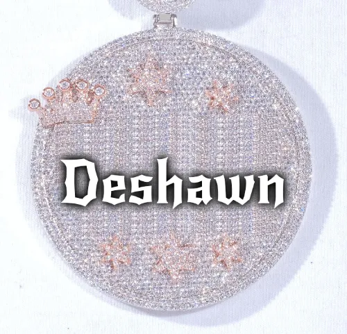 CUSTOM LETTER NECKLACE 3D BIG CROWN DISC sold by The GUU Shop