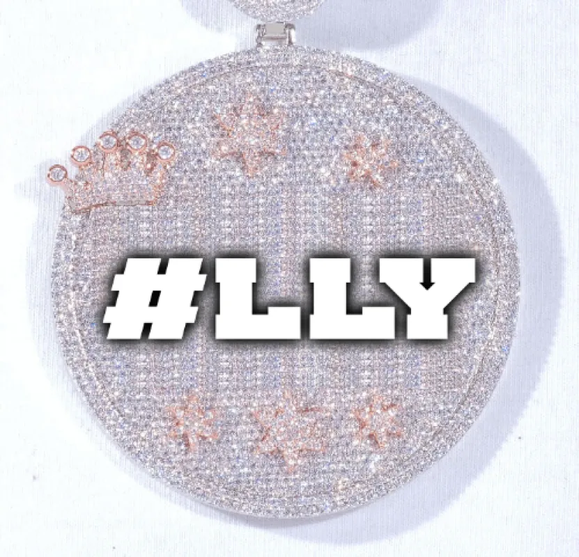 CUSTOM LETTER NECKLACE 3D BIG CROWN DISC sold by The GUU Shop