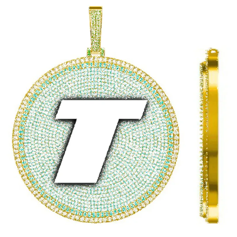 CUSTOM LETTER NECKLACE 3D BIG DISC sold by The GUU Shop