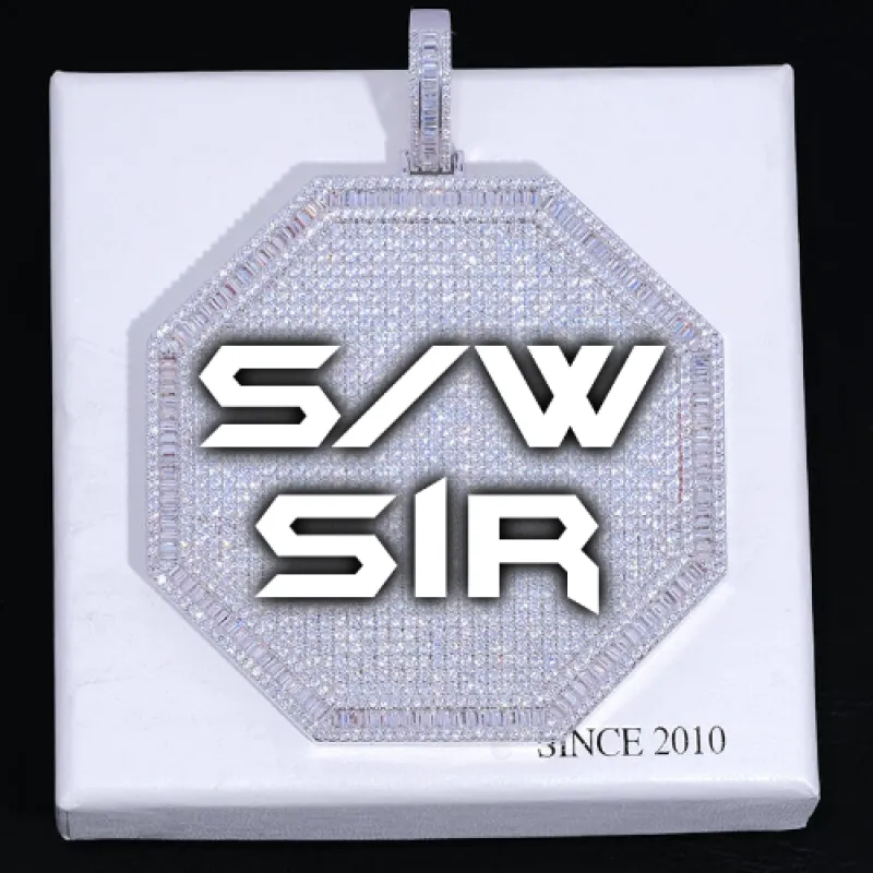 CUSTOM LETTER NECKLACE 3D BIG OCTAGON sold by The GUU Shop